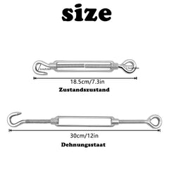 Rainmae 2 Packs M8 Turnbuckle Wire Tensioner,304 Stainless Steel Adjustable Turnbuckle Hook Rope Cable Tension Set for Heavy Duty Sun Shade Sail Fixing Kit