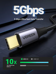 UGREEN USB A to USB C Cable 3.0 5Gbps USB C Charger Cable Fast Charge Compatible with iPhone 15 Pro Max, Galaxy S24 S23 Ultra, Huawei P60 P50 Pro, Mi 12 13, Pixel 7 6, PS5 (1M)