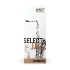 D’Addario Woodwinds Select Jazz Tenor Sax Reeds, Unfiled, Strength 2 Soft, 5-Pack