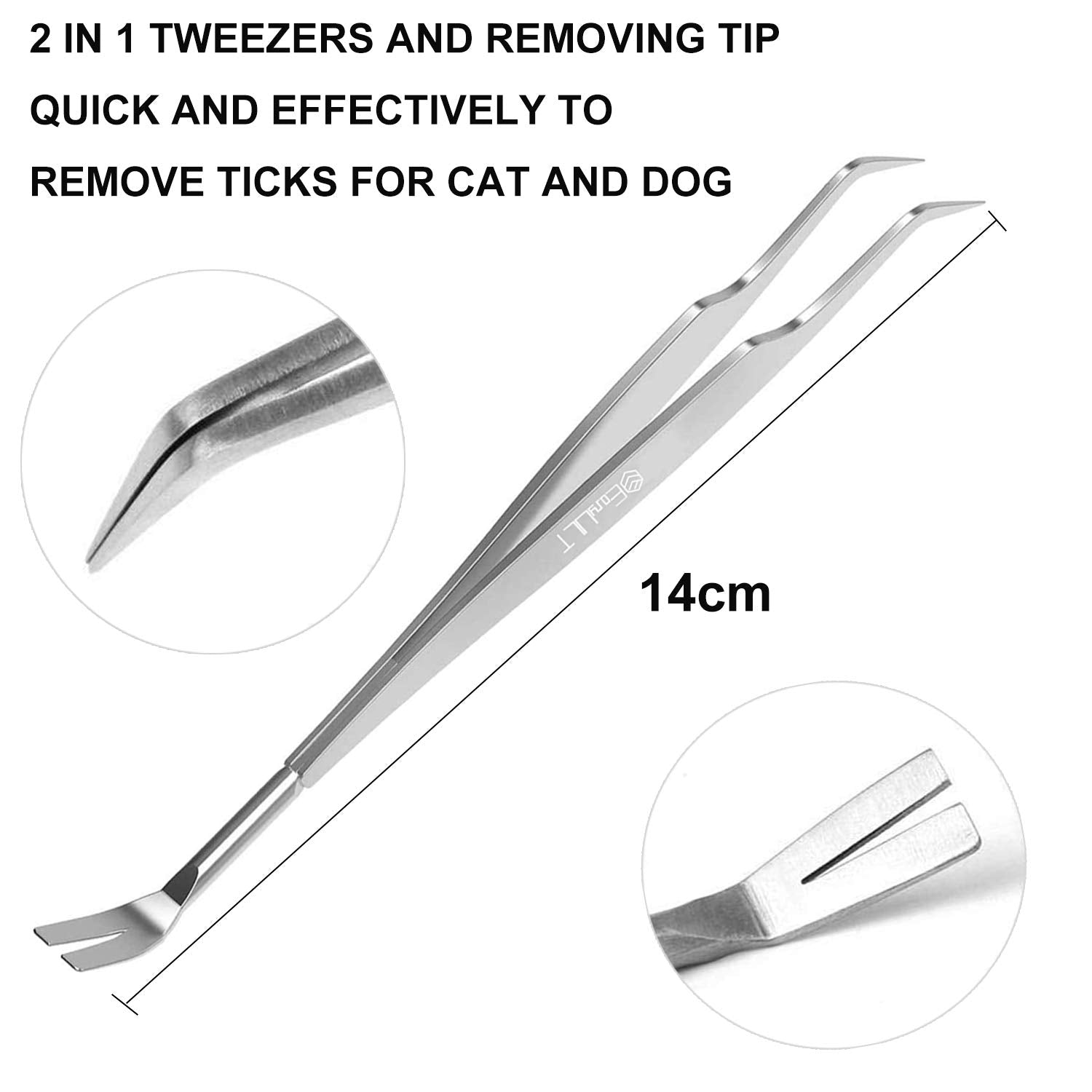 EasyULT Tick Remover, Sided Stainless Steel Tick Remover, with Storage Iron Box Easy Remove, Ticks Tick Remover Tool for Humans, Dogs, Cats