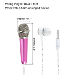 PATIKIL Mini Microphone Portable Vocal Microphone Rose Red for Voice Recording and Singing with Earphone, Mic Stand and Cover Pack of 1