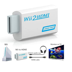 TFUFR Wii to HDMI Converter, Wii to HDMI Adapter Connector with Full HD 1080p/720p Video Output and 3.5mm Audio, Supports All Wii Display Modes Game (White)