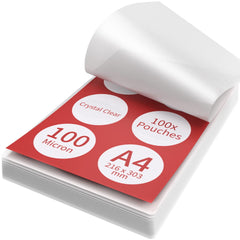ACROPAQ Laminating Pouches A4-100 Pack, 200 Micron (2 x 100 Micron), Glossy Finish, Premium Quality, Rounded Corners, Ideal for Craft Materials and signages - 18010