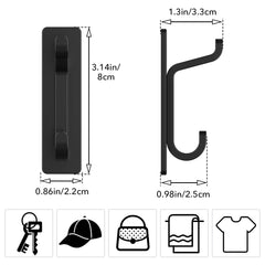 6-Pack Stick on Hooks for Hanging, Extra Sticky 6KG (Max), Coat Hooks for Door Self Adhesive, Metal Stainless Heavy Duty, for Towel Coat Hat Purse in Bathroom Shower, Black