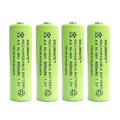 4 x Soluminate™ UK AA Rechargeable Solar Light Batteries 1.2V 600mAh NiMH Ni-MH for use outdoors in Garden Solar Lights