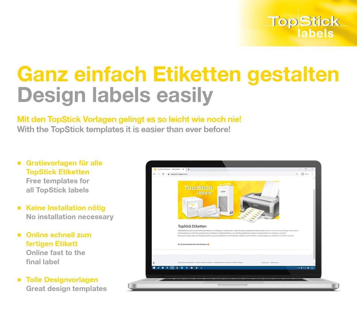 TopStick 8708 Address Mailing Labels, 21 Labels Per A4 Sheet, 70 x 42.3 mm, 2100 Labels, Self Adhesive, Stickers for Laser and Inkjet Printers, White