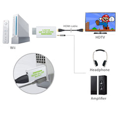 LiNKFOR White Wii HDMI Converter With 3ft HDMI Cable/Wii to HDMI Converter -Scales Wii Signal to 720p and 1080p HDMI Signal- Wii2HDMI 720P Or 1080P Video Converter Adaptor HDTV and 3.5MM Audio Output