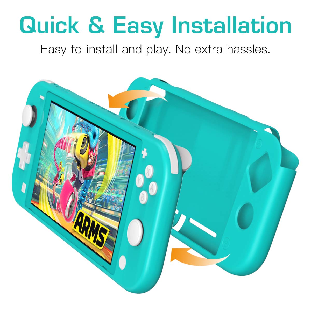 MoKo Protective Case Compatible with Nintendo Switch Lite, Soft Silicone Cover Rubber Anti-Scratch Shockproof Shell Case Accessories for Switch Lite Console and Controller - Turquoise