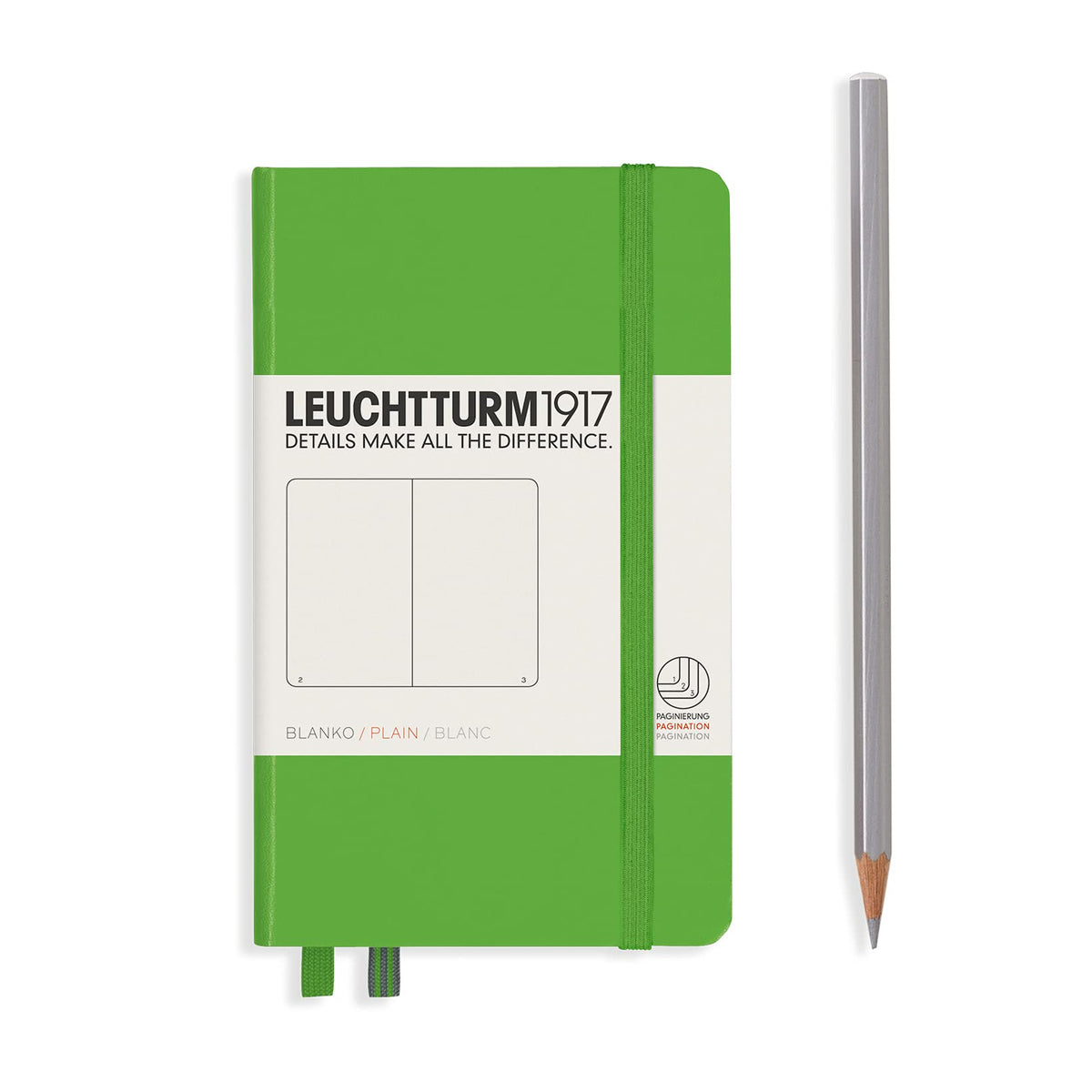 LEUCHTTURM1917 357487 Notebook Pocket (A6), Hardcover, 187 Numbered Pages, Plain, Fresh Green
