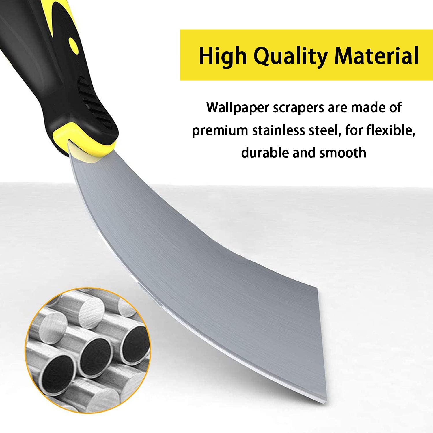 KZXXZH Wallpaper Scrapers, 1.5'', 3'', 4'', 5'' Wide Putty Knife Set, Metal Spackle Knives Paint Tools for Wallpaper/Decals/Drywall Finishing/Plaster Scraping (4 Pack)