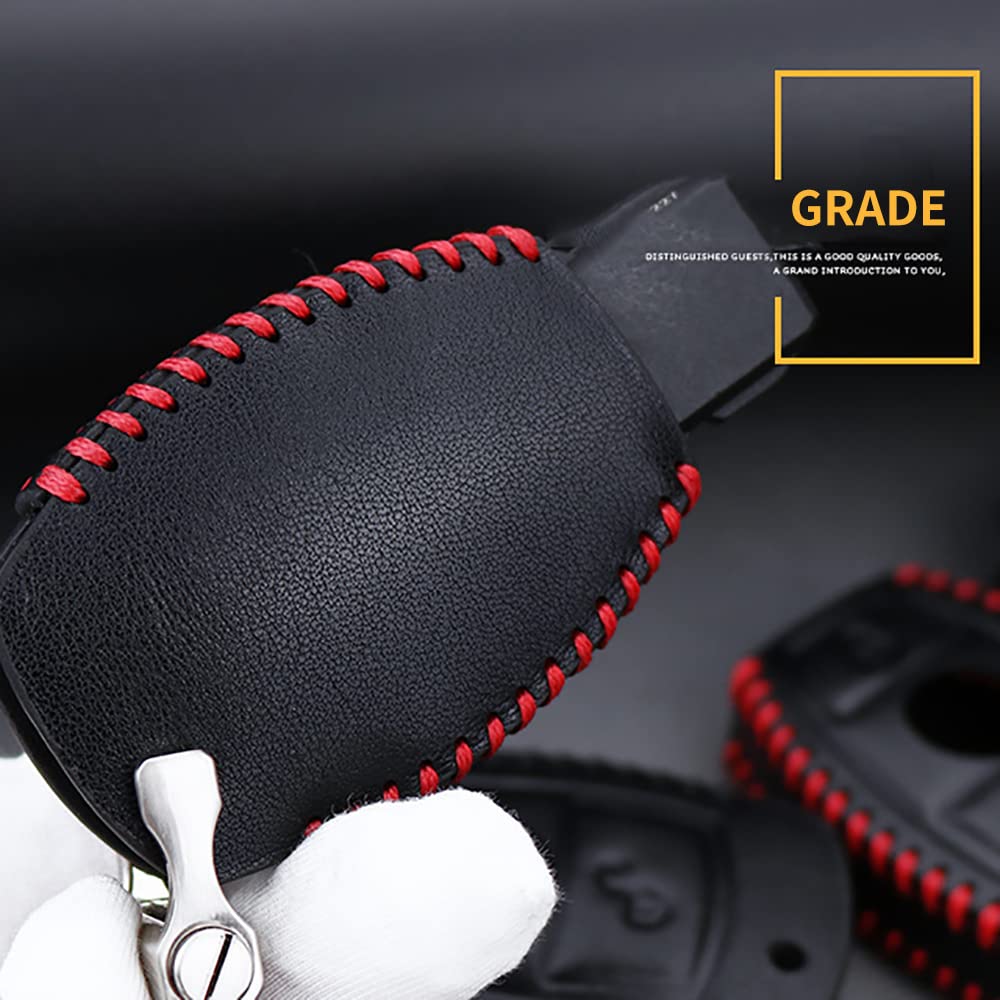 ontto Leather Car Key Fob Cover for For Mercedes Benz A B C E G K R S Class AMG CLA GLA VITO GLE ML GLK CLK Keyring accessories Key Case Remote key Shell key Holder keychain Protector 2 Buttons Black