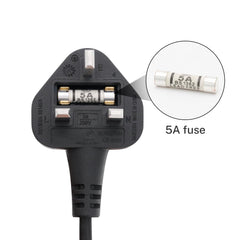 FIRMERST 3m UK Right Angle Tv Power Cable IEC320 C7 to BS 1363,Black