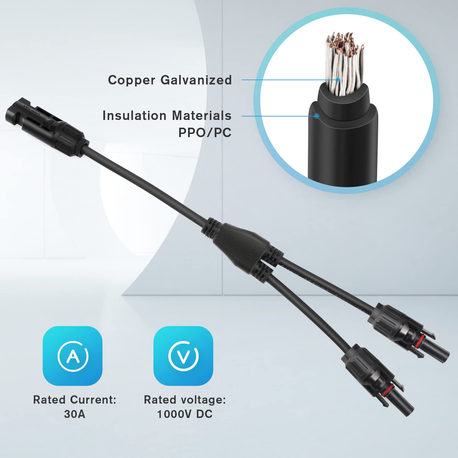 Thlevel Y Branch Parallel Connector MMF and FFM Solar Branch Adapter 1 Pair Y Photovoltaic Connector Solar Panel Cables Distributor Socket