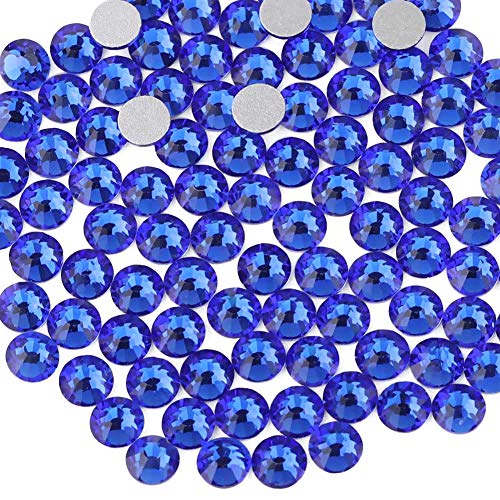 Beadsland 1440 PCS Flat Back Crystal Rhinestones Round Gems for Nail Art and Craft Glue Fix,Sapphire(SS20(4.6-4.8mm))