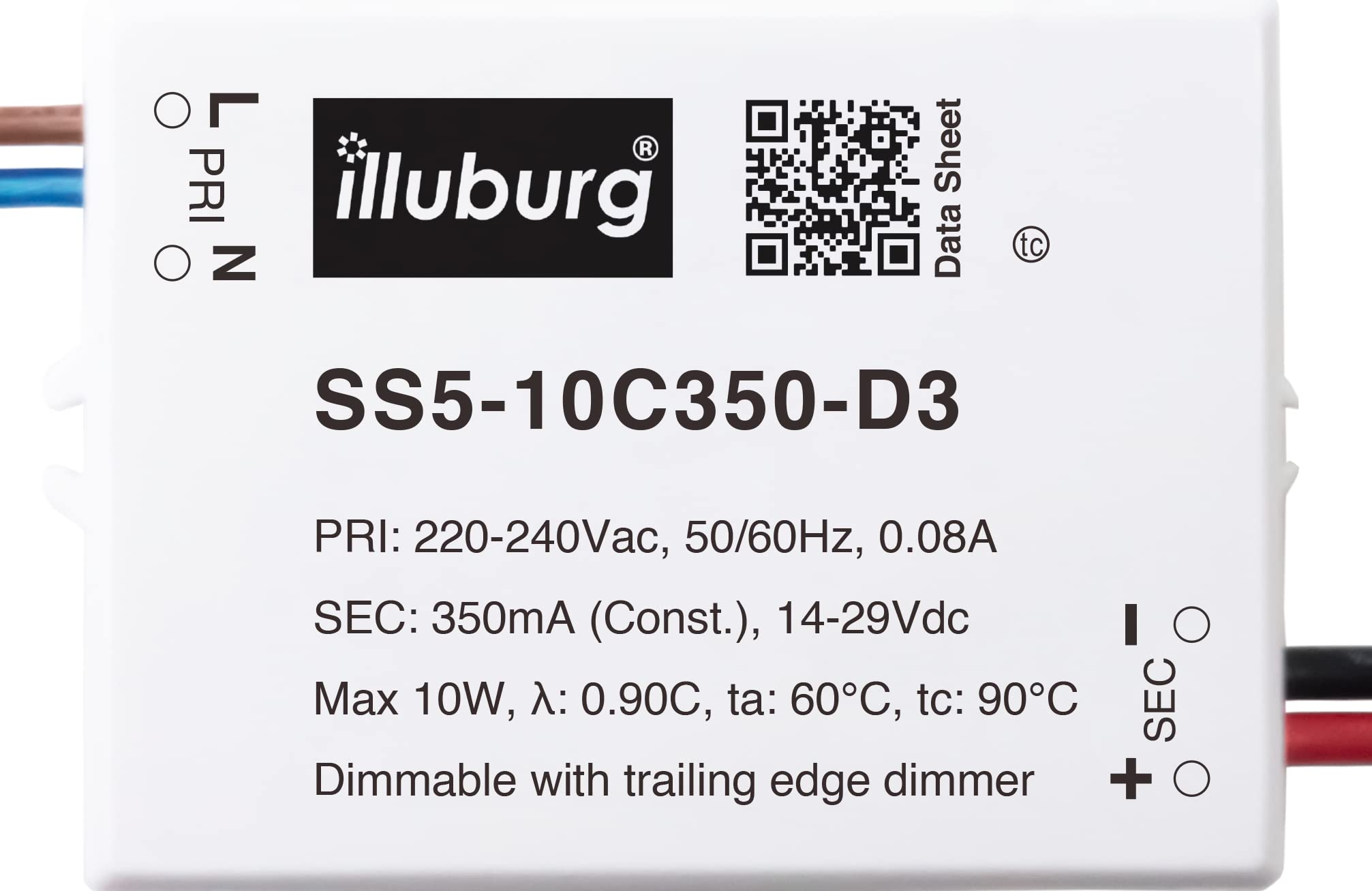 illuburg LED Driver Dimmable TRIAC 350mA Constant Current 5W - 10W Flickerfree LED Power Supply Transformer