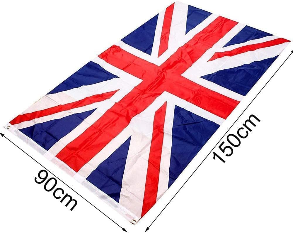 SHATCHI Large 5x3FT Union Jack Flag Britain National Flag New King Charles III Coronation Celebration Garden British Street Party Pub Outdoor Decorations, Red/Blue/White