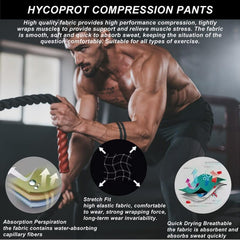 HYCOPROT Men's Compression Pants Athletic Tight,Leggings Base Layer Bottoms for Running Workout Sports Yoga Basketball (M, Black)