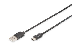 DIGITUS USB Type-C connection cable, type C to A M/M, 1.8m, 3A, 480MB, 2.0 Version, bl