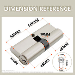 Bwintech 100mm(50/50) Nickel Euro Cylinder Lock,Door Barrel Lock,Key/Key with 3 Standard Keys,Anti-Pick,Anti-Bump,Anti Drill,High Security for UPVC,Wooden,Composite Doors