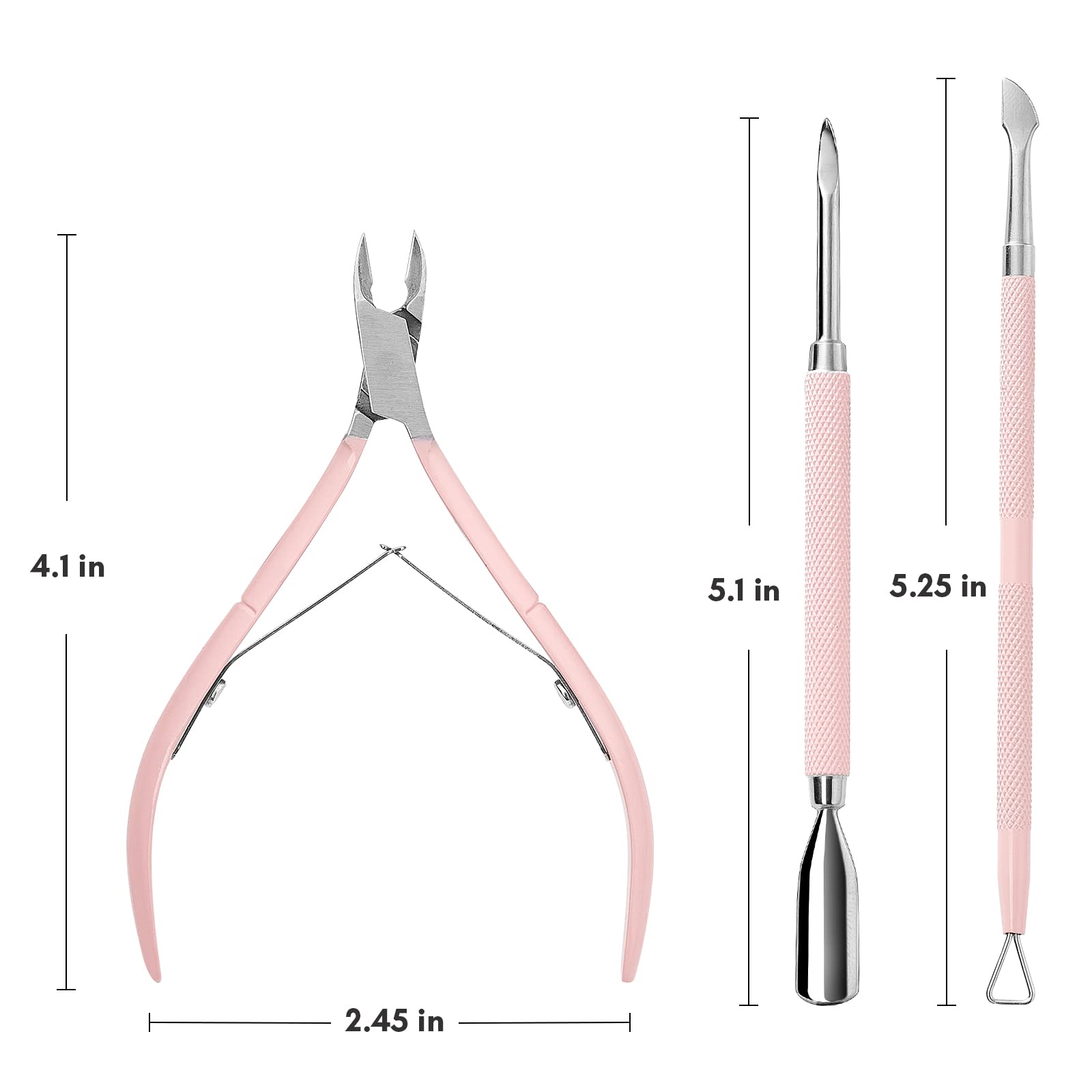 Makartt Cuticle Trimmer with Cuticle Pusher and Cuticle Nipper, 3 Pcs Cuticle Remover Tool Set, Professional Stainless Steel Cuticle Cutter Clipper for Fingernails and Toenails Manicure Pedicure Tool