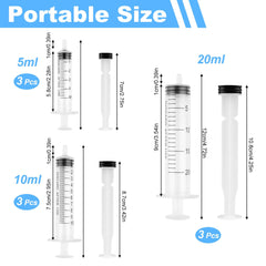 Syringe Set, 5ml 10ml 20ml Plastic Syringe, Feeding Syringe for Pets, Liquid Measuring Syringe Tools, Syringe for Labs, Animal Feeding, Dispensing, Watering (No Needle, 9 PCS)