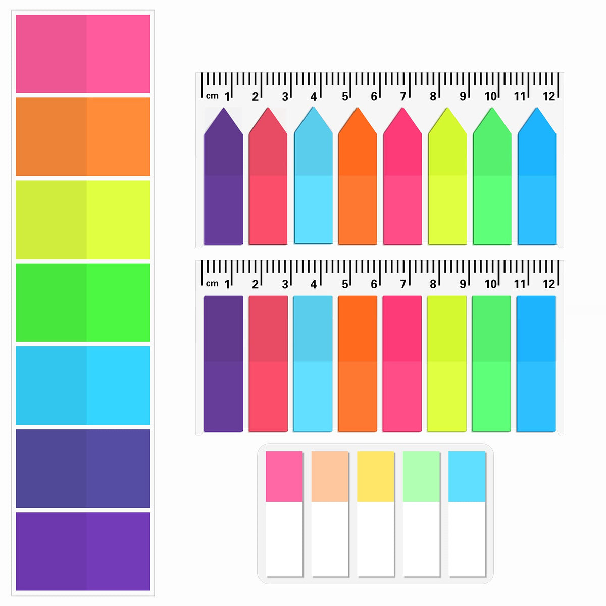 JANYUN 560PCS Page Markers Sticky Index Tabs Colored Flag Tabs Arrow Tabs for Book Marks, Translucent Sticky Notes for School Office Reading