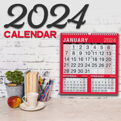 ZYBUX - 2024 Calendar,Planners & Personal Organisers, Wall Planners,Holidays and Notable Dates,Wall Planner Spiral Bound for Home Business Office School. (LARGE PRINT CALENDAR)