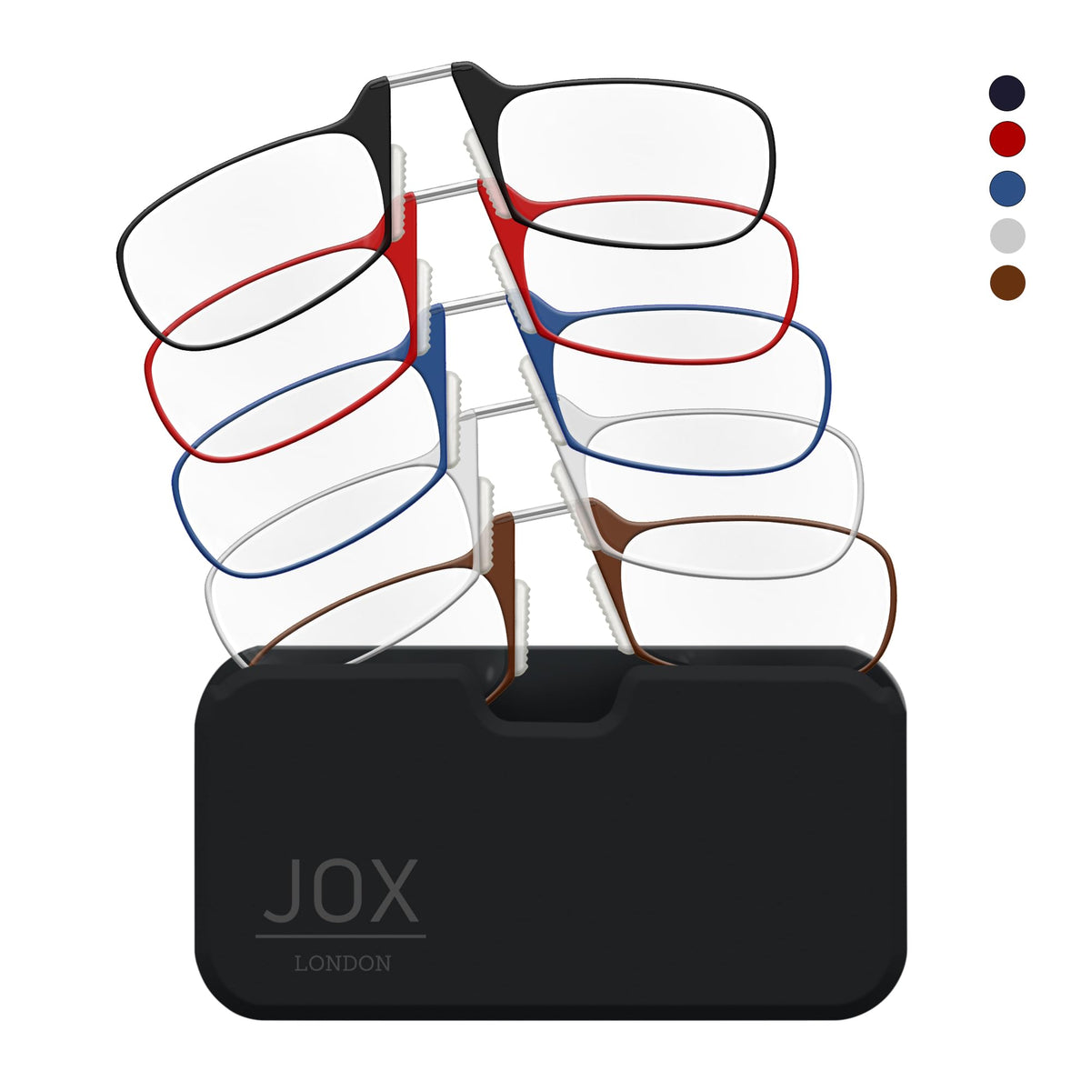 JOX Nose Reading Glasses with Compact Case - Slim Nose Reading Glasses to stick on the mobile phone - Flex-Fit Technology - Unmatched Clarity and Comfort for Your Reading Needs (Red, 2, Dioptres)