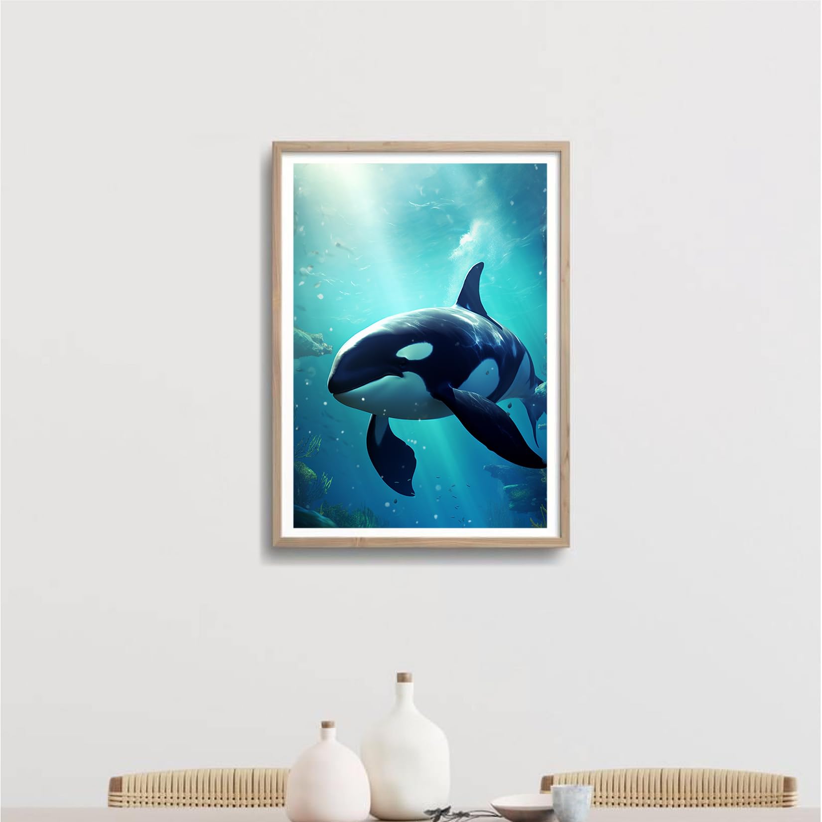 5D Diamond Drawing Kits Full Drill,Killer whales - Diamond Art Crystals Rhinestone Embroidery Pictures, DIY Arts Craft Supply for Adults,Children's Beginners,Birthday gift,Wall Decor -30x40cm