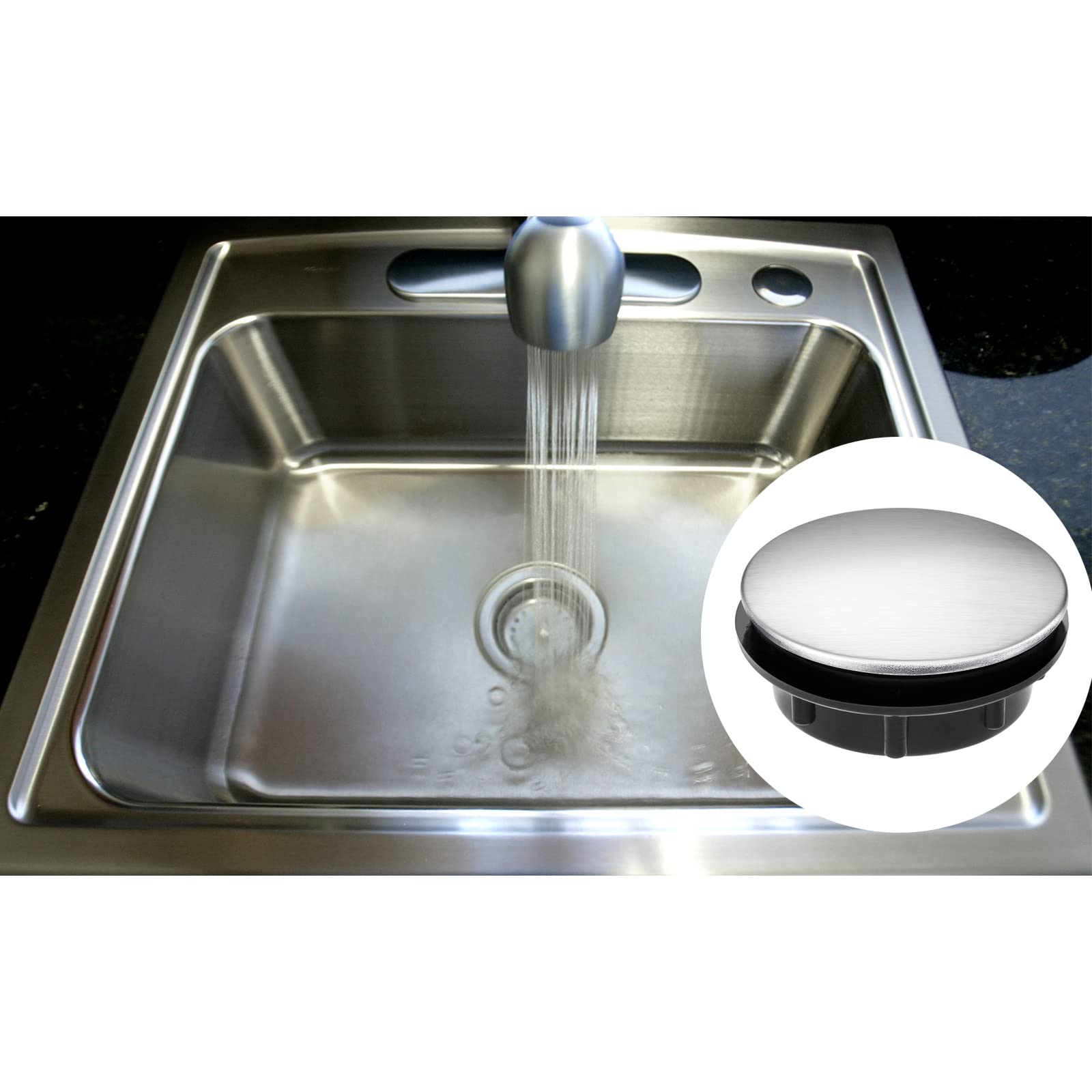 Sink Tap Hole Cover, Overflow Sink Tap Hole Cover Stainless Steel, Faucet Sink Blanking Cap Bath Tap Cover Sink Hole Cover, Overflow Sink Hole Cover Useful for Bathroom Kitchen Toilet