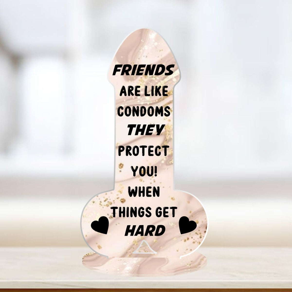 Pixie's Gifts Funny Rude Friendship Plaque Novelty Birthday Best Friend Joke Gift Her Color and Material Options Available (Acrylic Small 13.5cm x 7cm, Marble Effect)