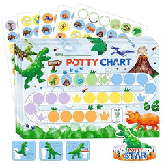 WERNNSAI Potty Training Chart - Dinosaur Toilet Training Reward Chart with 270 Potty Training Stickers Crown Sticker Chart for Boys Toddler Kids Potty Training for Birthday Gift