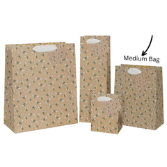 Glick Luxury Gift Bag, Medium Gift Bag, Celebration Gift Bag, Kraft Bees Gift Bag, 175w x 225h x 100d mm, Multi-Colour
