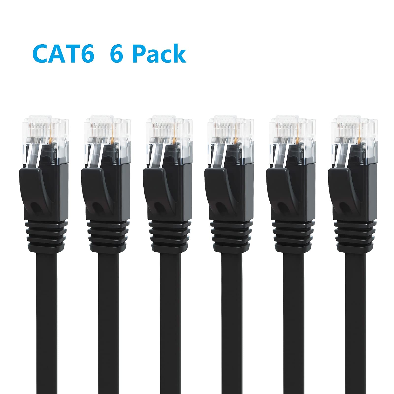 Yauhody CAT 6 Ethernet Cable 1m Ethernet Cable Black 6Pack 1m Network Cable High Speed CAT6 Ethernet Patch Cable 1m Lan Cable CAT6 Gigabit Internet LAN Patch Cable for TV Gaming Router(1m 6Pack Black)