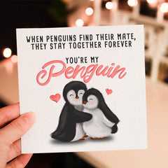 Penguin Anniversary Card / Cute Romantic Valentine Card for Husband Wife Boyfriend Girlfriend Fiancee Him or Her / Valentines Day Cards for Loved One / Birthday Card