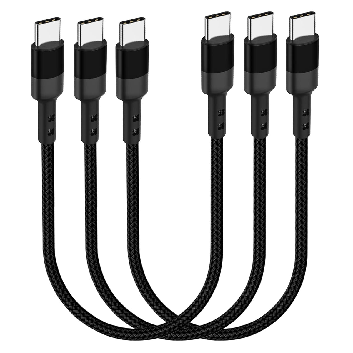 30cm USB C to USB C Cable, 3-Pack 12 inch 20V 3A Type C PD Fast Charging Cord Compatible with Samsung Galaxy S20/S9 Ultra Note 20, Pixel 4/3 XL