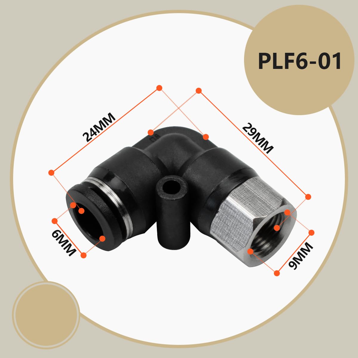 Bwintech 10 Pcs 6mm Tubing OD x 1/8 inches Female BSP Thread Elbow Push to Connect Pneumatic Fitting,PLF6-01 Quick Release Air Line Adapter