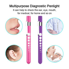 Diagnostic Medical Penlight (2 Packs), CAVN Mini Reusable LED Penlight Flashlight Pen Torch, Torch Doctor Nurse EMT Emergency Pen Light (Purple and Pink)