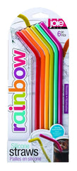 Joie Reusable Silicone Straws with Cleaning Brush, Set of 6, Rainbow, Colors May Vary