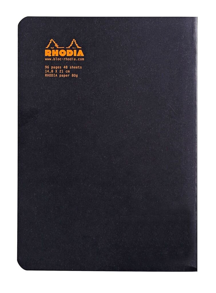 RHODIA 119186C - Black Piqué Notebook - A5 - Dot Dot - 96 pages - Clairefontaine White Paper 80 g/m - Soft, Resistant and Waterproof Coated Card Cover - Classic