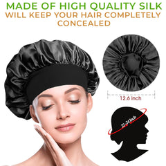 BIZBUY 3 Pack Satin Bonnet, Hair Bonnet for Sleeping, Night Hair Sleeping Caps with Wide Elastic Band, Silk Bonnet is Suitable for Long and Curly Hair