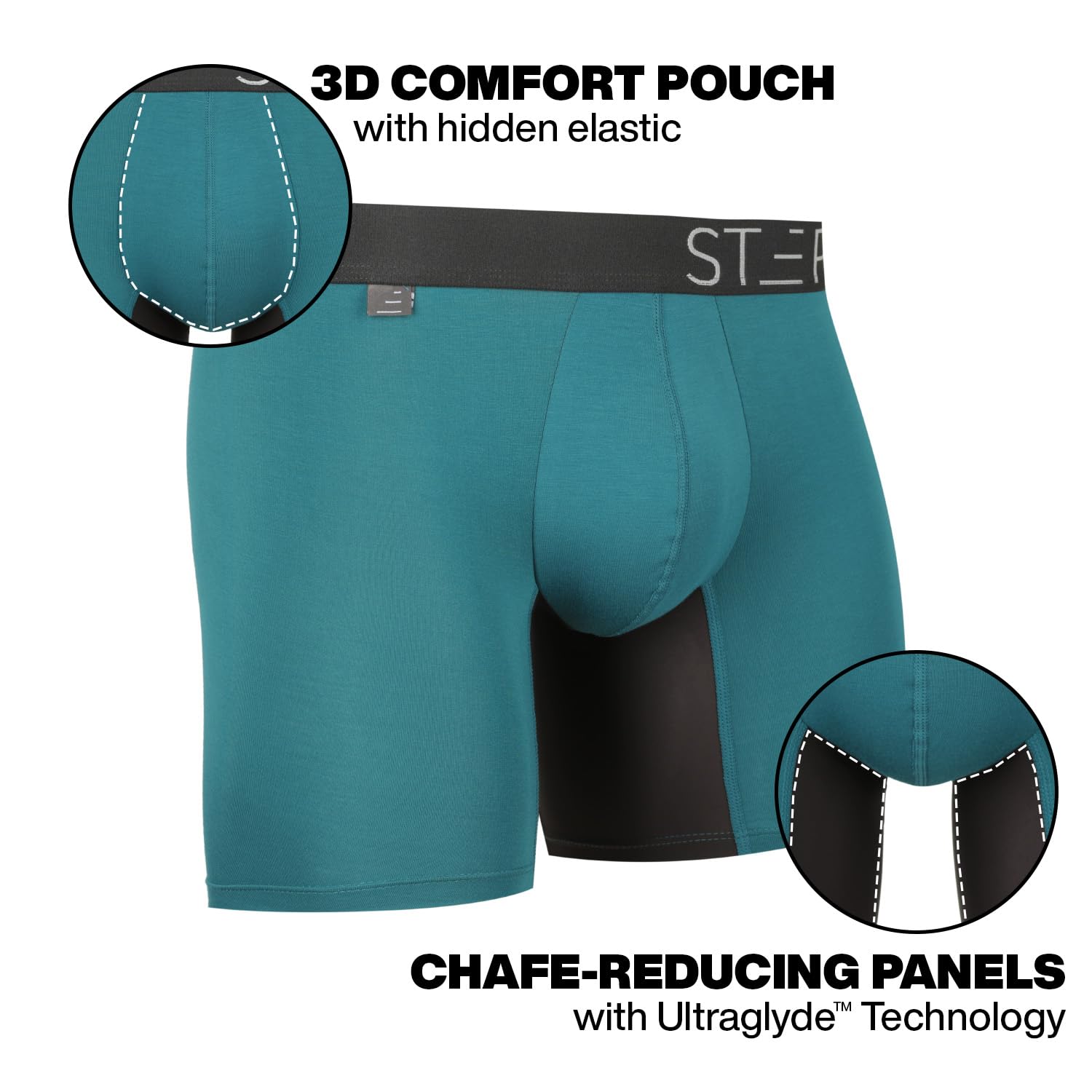 STEP ONE   Mens Bamboo Trunk (Shorter)   Anti Chafe, Moisture Wicking Underwear for Men   Smashed Avocado   S