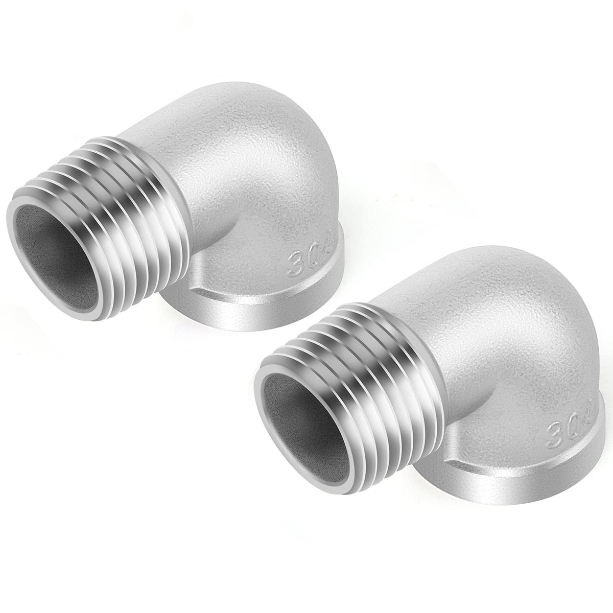 ERGAOBOY 2 Pcs 3/8 inches Male to 3/8 inches Female BSP Pipe Fittings 304 Stainless Steel 90 Degree Elbow Connectors