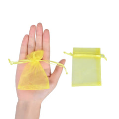 SUSNUAN Yellow Organza Gift Bags 20Pcs, 7x9cm Organza Bags Small Jewellery Pouches Wedding Favours Bags for Wedding, Anniversary, Christmas, Baby Shower, Birthday Party Drawstring Gift Bags