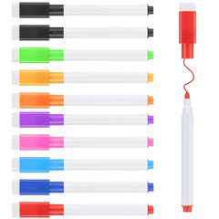 DOETYD 10pcs Mini Whiteboard Pens 9 Colours Magnetic Erasable Markers with Eraser Dry Wipe Pens for Kid School Family Office