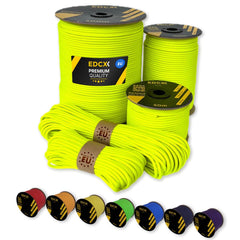 EdcX Paracord 4mm, 35and Solid Colors (10m, 15m, 30m, 50m, 100m, 300m)   Ideal for Crafting, DIY, Camping, Survival, Outdoor   100% Nylon Rope 4mm   Tactical Cord 550 Type III (Sofit Yellow, 30 m)