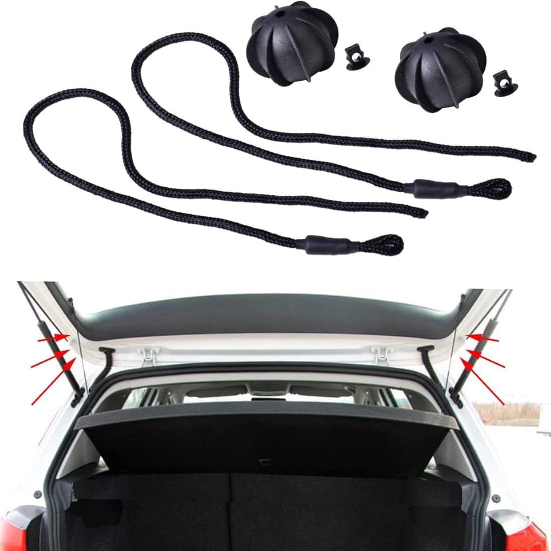 LSUWDE 2 Pcs Car Parcel Shelf Cords, Roof Rack Attachment Straps, Universal Car Rear Parcel Shelves Holding Cord, Tonneau Cover Strap Cord Hanging Rope Car Accessories