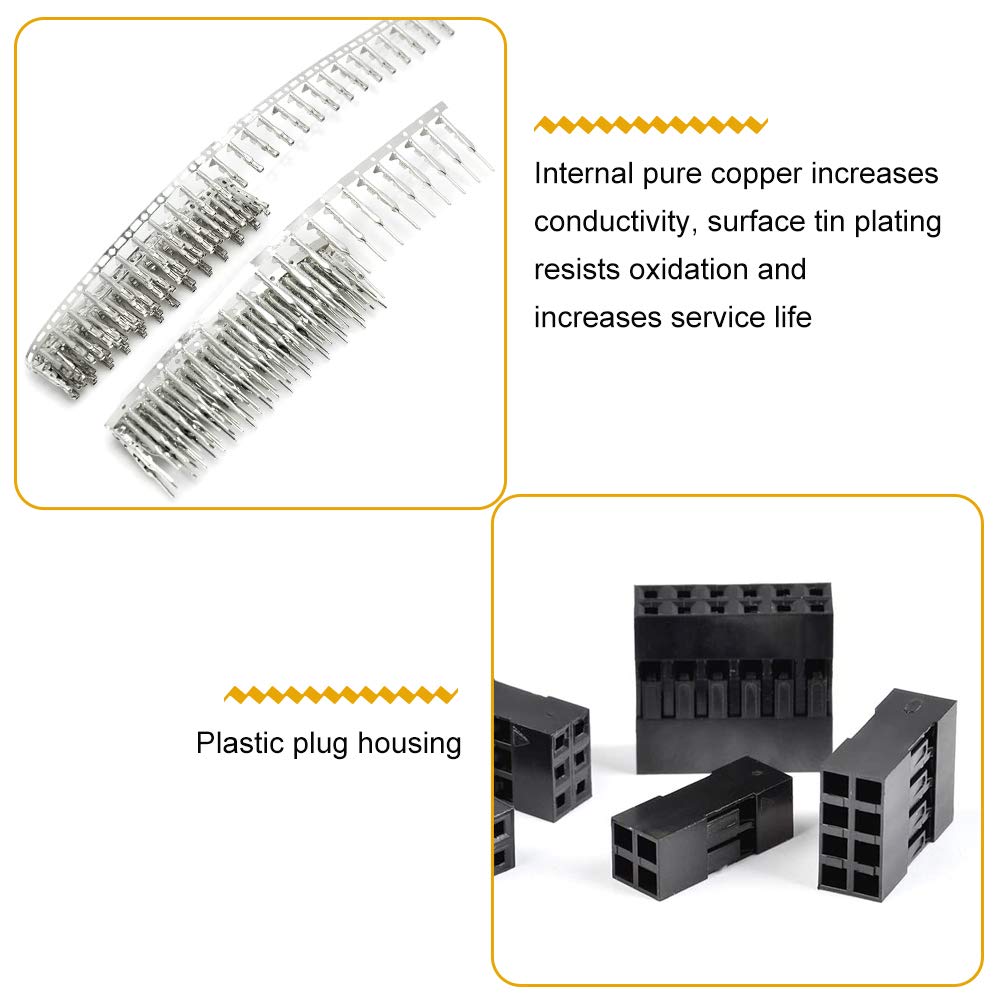 PERFETSELL 620 PCS Dupont Connector Kit 2.54mm Pitch JST SM 1 2 3 4 5 6 Pin Crimp Housing Connector with Dupont Wire/Cable Connectors Dupont Male Female Crimp Pins Adaptor Assortment Kit in Clear Box