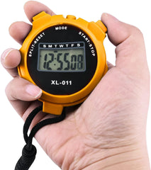 Tranzy Digital Handheld Sports Stopwatch, Multi-Function Stopwatch Timer with Large Display Date & Time, Stopwatch with12/24 Hours Clock, Stopwatch for Swimming, Running, Sports Training (Orange)