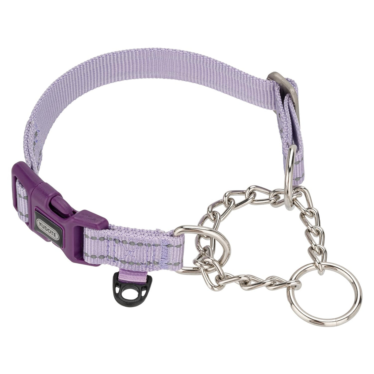 Petiry Half Choke Dog Collar,Reflective Nylon Dog Choker Collar with Safety Side Release Buckle for Puppy Small Dogs Neck 28-33cm,Lilac S